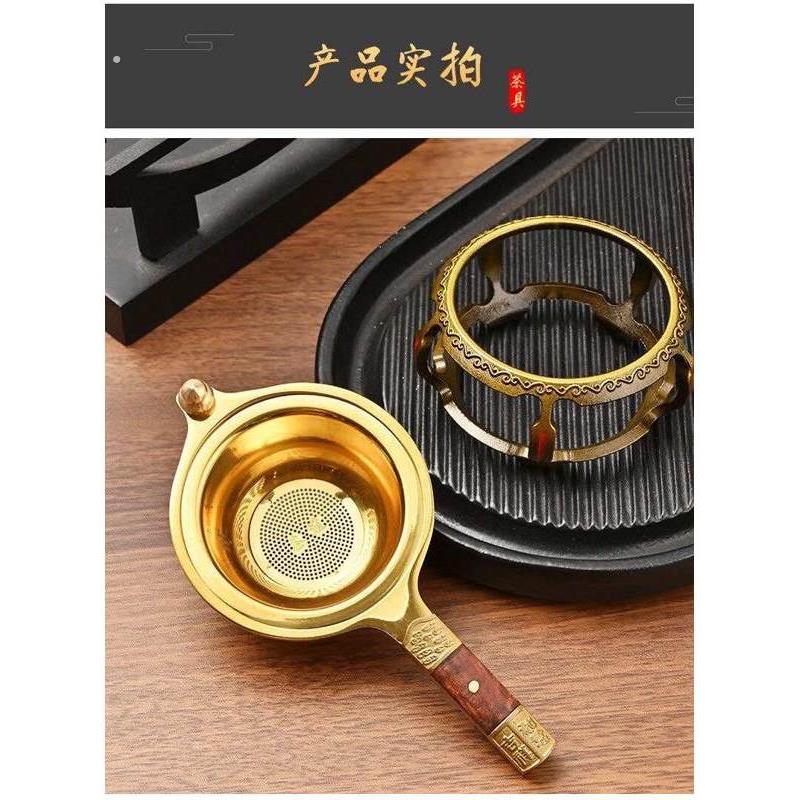 不锈钢茶漏茶滤网茶水分离器实木304茶漏底座茶托茶漏套装茶工具