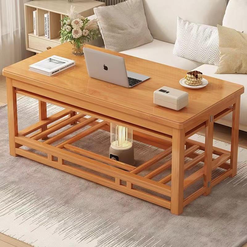 烤火桌子家用长方形可折叠餐桌新款客厅楠竹简易实木烤火架取暖桌