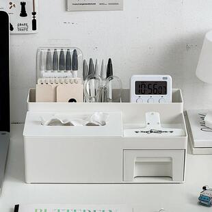 桌面收纳盒遥控器卫生纸盒学生大容量笔筒置物架抽屉式高级感整理