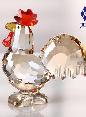 水晶公鸡摆件十二生肖吉祥物办公室桌面装饰品现代简约酒柜小摆件