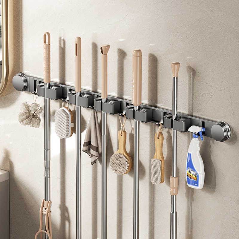 吸盘拖把夹壁挂免打孔挂扫把拖布挂钩固定架卫生间浴室门后置物架