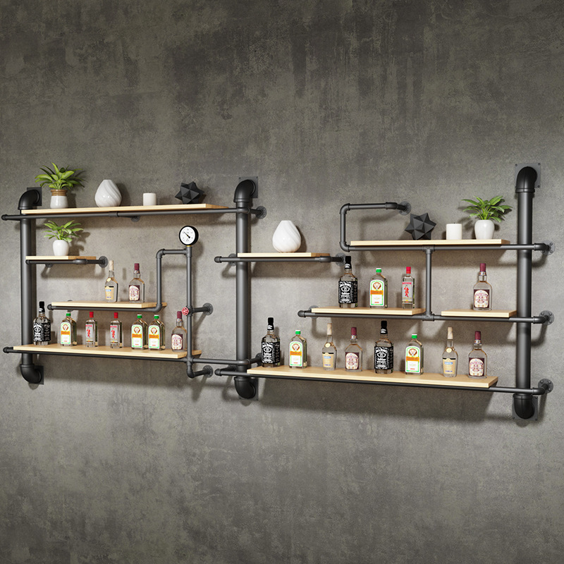 工业风装饰墙架子壁挂式托架挂墙墙壁分层隔板铁艺水管墙上置物架