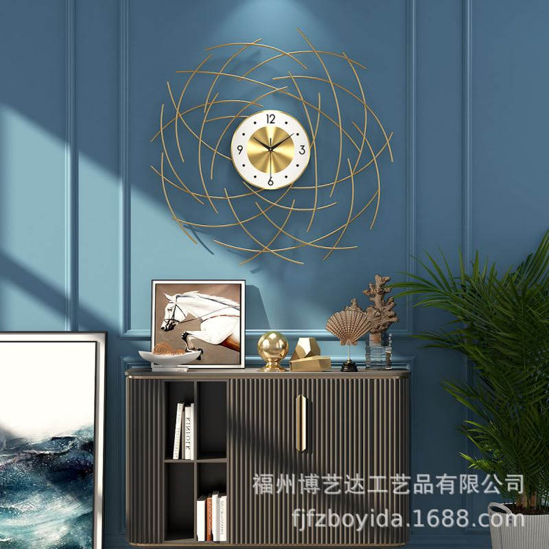 创意客厅挂钟简约现代装饰钟表个性家用时尚墙钟艺术轻奢风静音钟