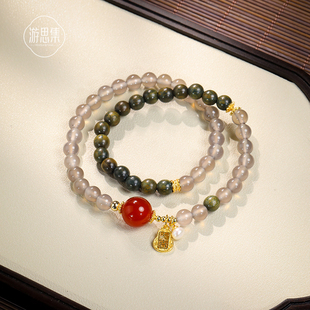 游思集新款上市优质精品疯狂促销甩卖巨划算绿檀玛瑙多圈手串项链