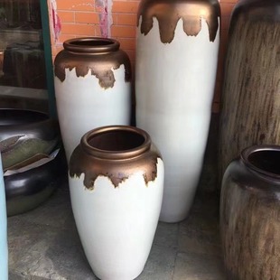 落地大号陶瓷花瓶摆件简约现代客厅插花干花瓷瓶酒店别墅摆设陶罐