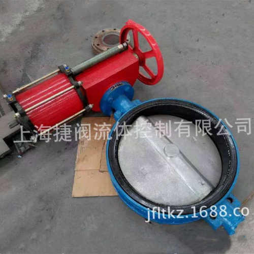 单杠气动头带手轮装置对夹软密封橡胶蝶阀 D67A1J-16ZB