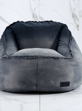 黑色水洗牛仔布沙发 舒适单人榻米沙发豆包 创意阳台懒人沙发豆袋