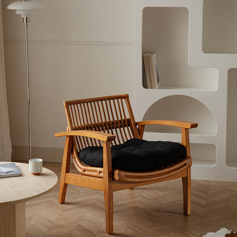 中古实木藤编休闲椅侘寂风复古单人沙发椅客厅阳台茶桌椅民宿躺椅,住宅家具,沙发椅,淘宝优惠券,粉丝福利购,淘宝优惠卷