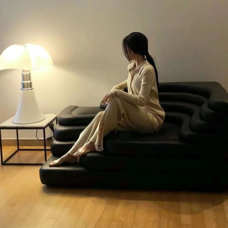 意式轻奢极简中古梯田沙发设计师组合真皮个性创意客厅服装店沙发