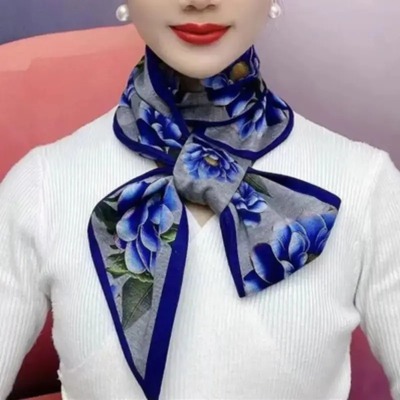 【网红爆款】春秋彩色花卉螺纹棉古韵围巾长条丝巾护颈围巾气质
