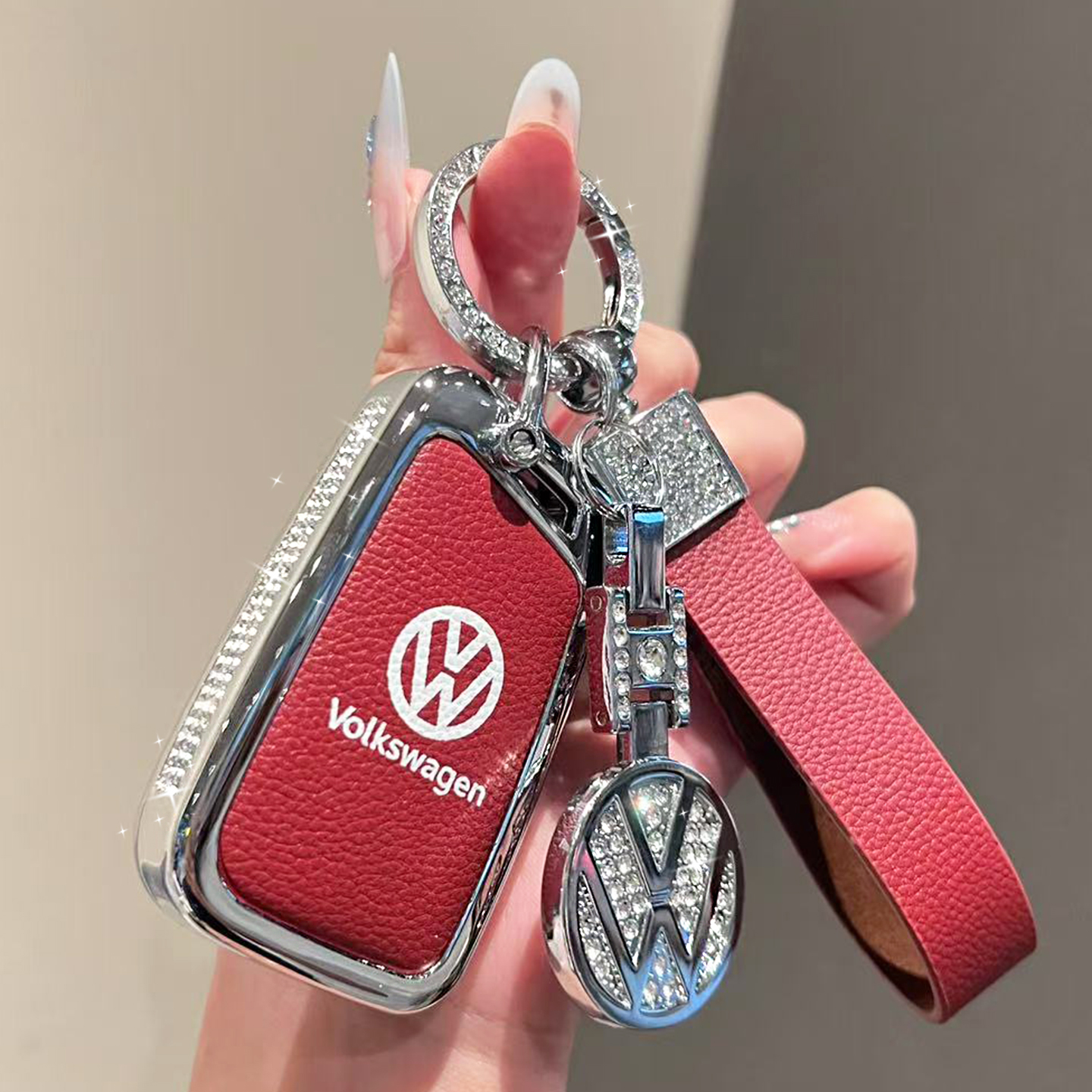 适用大众迈腾b8钥匙套真皮扣