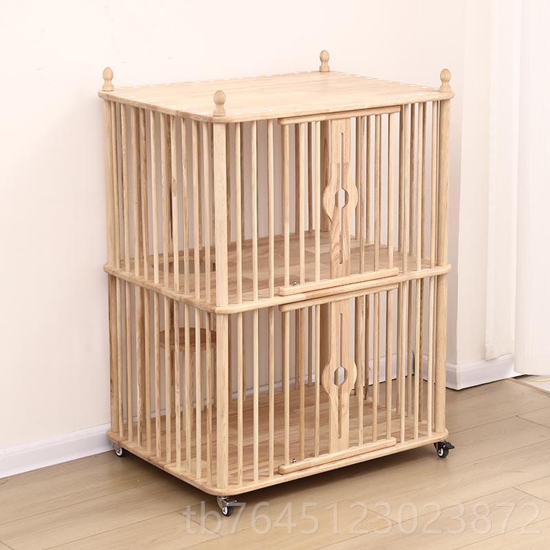 高档实木台两层猫窝别墅笼子人共用半封闭猫跳中小猫型猫屋窝