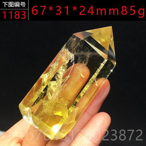 高档推荐天然黄水晶柱子蓝针桌彩虹原矿石六厅棱柱家原居客面饰品