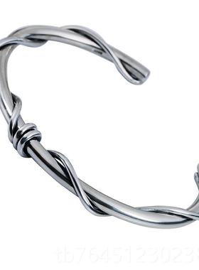 高档YUKI古日本设计气质潮人弯藤银手个性男士女典生手饰品镯手环