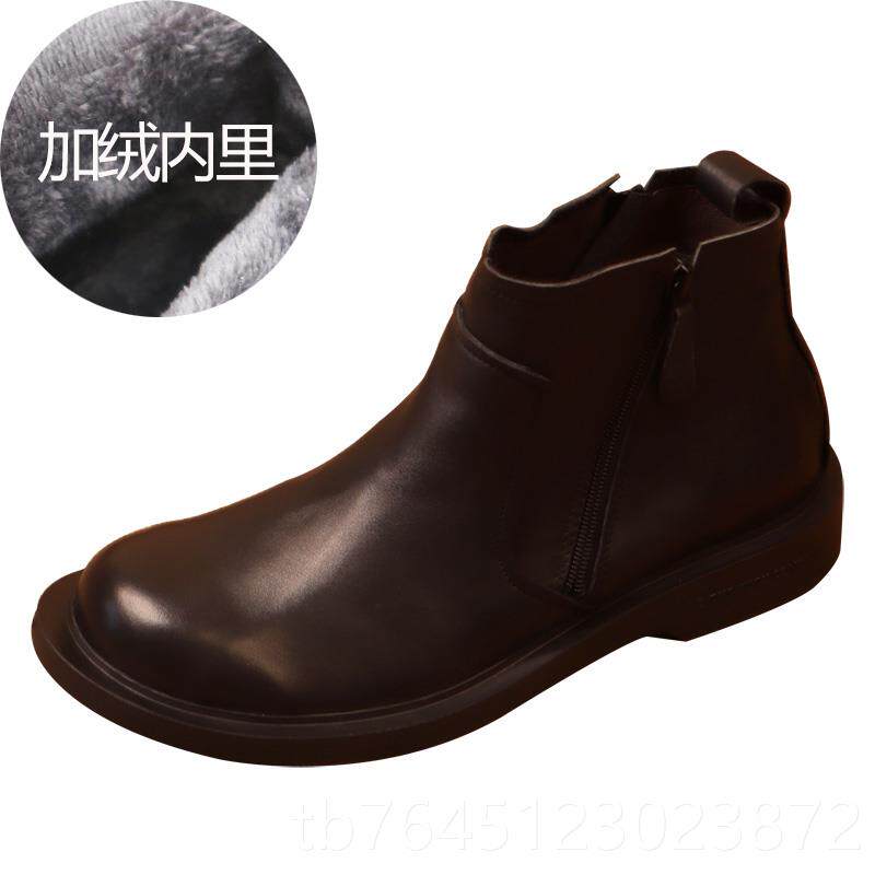 高档帮纯牛皮商务休闲高大马头皮鞋男手工大码真皮装男鞋加绒丁靴