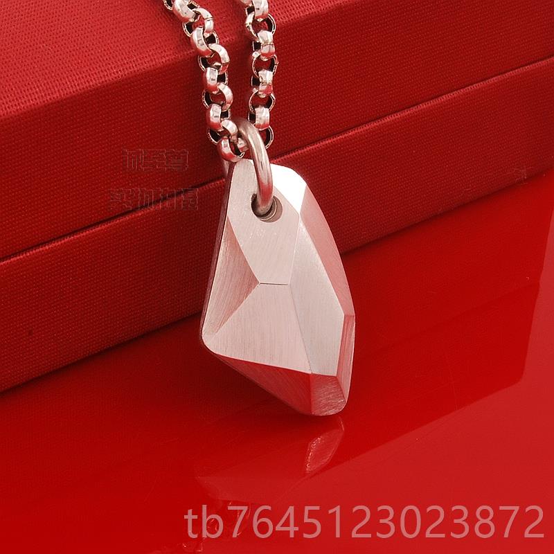 高档实男心纯银品原创不规则许愿石吊挂坠项链足银坠情侣饰刻字包