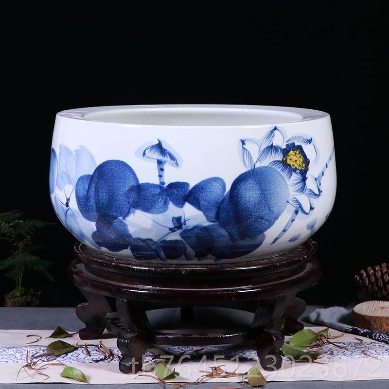 高档桌圆形小陶鱼缸带盆底座景德镇养金鱼瓷乌龟缸荷面花客厅装饰,宠物/宠物食品及用品,桌面缸,淘宝优惠券,粉丝福利购,淘宝优惠卷