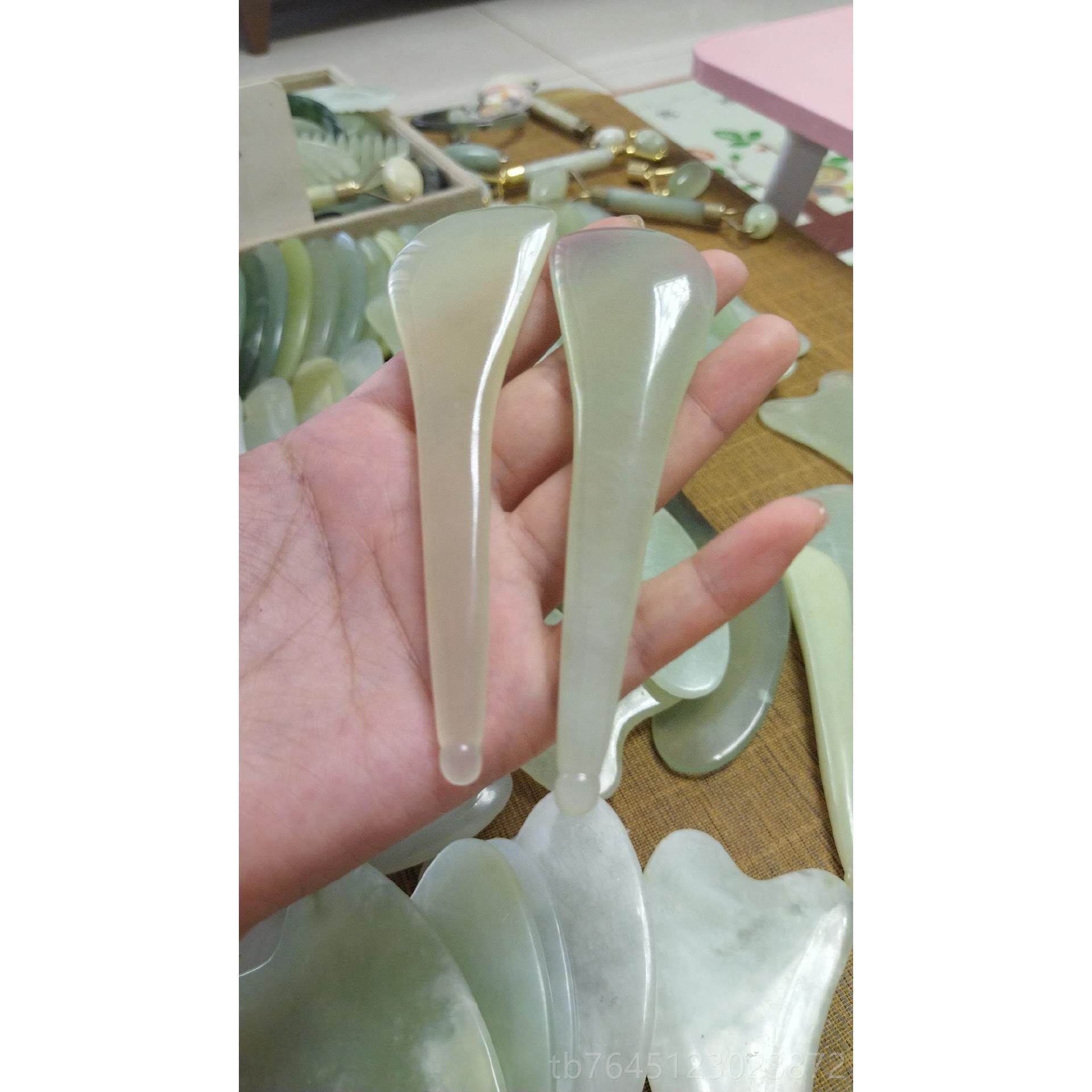 高档玉石拨筋棒生部脸部按摩棒玉板面部刮痧经络手式持棒筋眼擀棒
