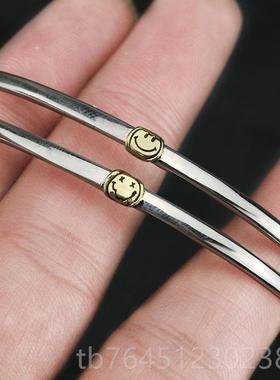 高档牛钝精工 am Japan典笑p脸手镯纯银925男女情侣手手经环链细