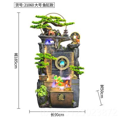 高档八方来财假山流水喷泉客循环室水招财风水轮办厅公落地装摆饰