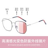 高档防感变色平光眼镜框女潮韩数版 防辐射 大脸显瘦配度光近视韩版