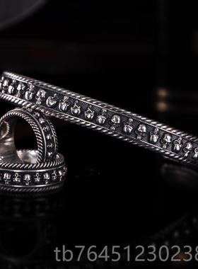 高档VUAL机CN伏尔甘骷髅手镯男纯银红车流行哈雷欧美手工骷髅网银