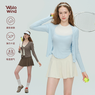 Willowind秋冬瑜伽服女天丝莫代尔螺纹外套高弹透气长袖V领健身服