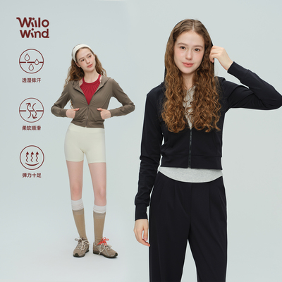 带帽休闲运动服拉链瑜伽外套