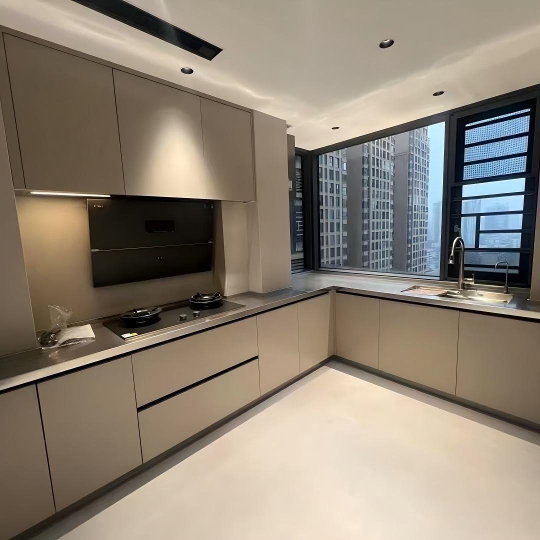 不锈钢拉篮厨房橱柜碗柜定制整体厨柜台面加厚304不锈钢一体成型