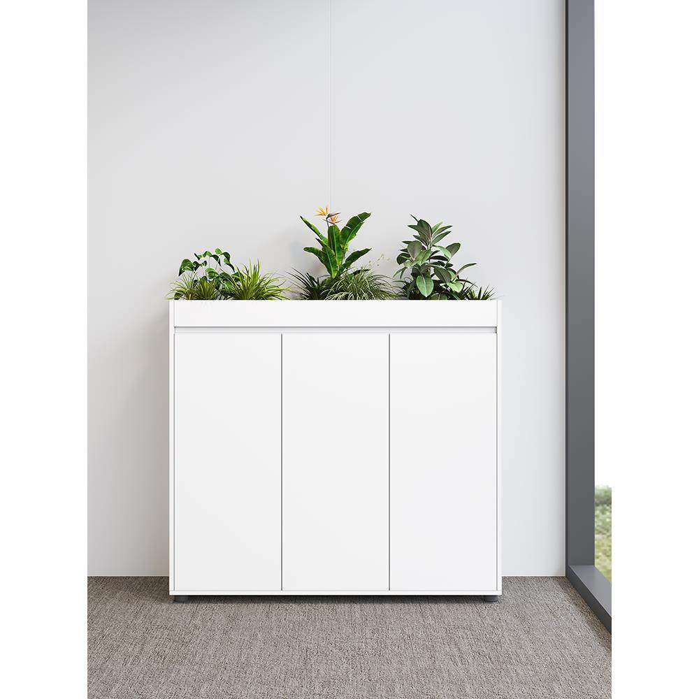 花槽柜办公桌侧边置物柜子隔断柜白色储物资料木质文件柜办公矮柜