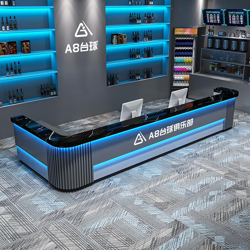 工业风台球厅收银台酒吧吧台网咖健身房前台接待台火锅店转角定制