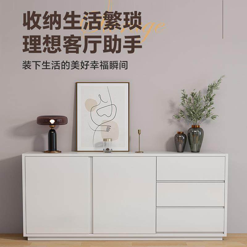 免拉手矮柜文件柜现代简约茶水柜办公室靠墙茶水柜黑白色收纳柜储