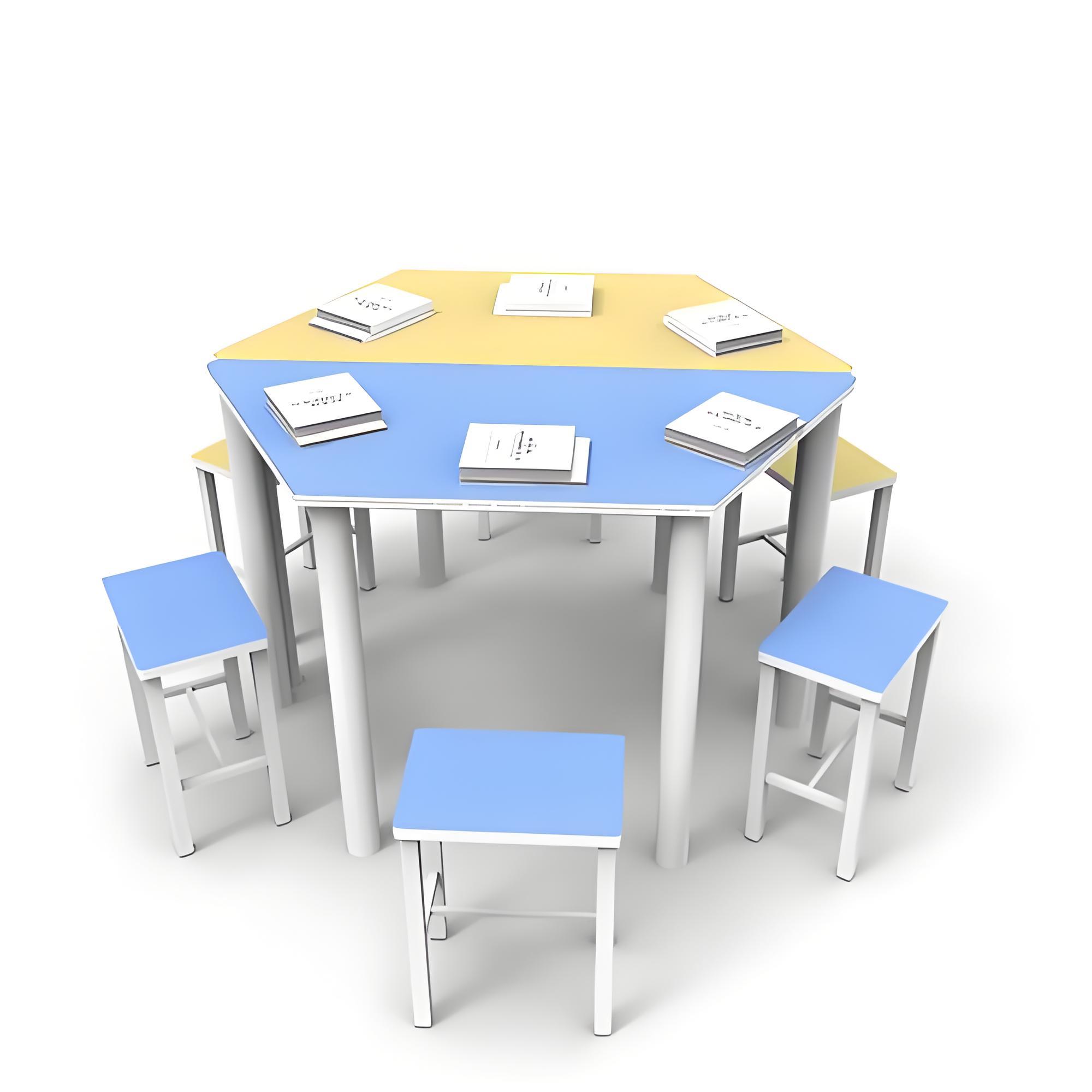 培训机构讨论桌六边形美术桌绘画桌团辅桌活动桌教育机构培训桌椅