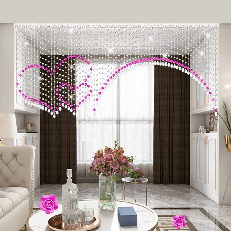 水晶珠帘隔断帘网红家用客厅阳台过道浪漫玫瑰婚房装饰吊帘挂帘子