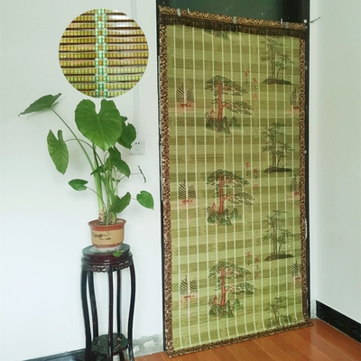 夏季高档加密竹帘门帘家用大门定制带网纱挂帘防蚊蝇遮阳通风透气