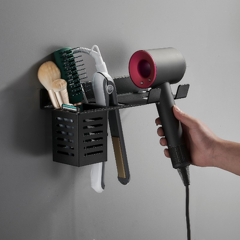 吹风机支架壁挂浴室卷发棒直发器储物架卫生间电吹风筒固定架跨境