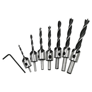 三尖木工沉头钻套装 扩孔钻头 木工倒角器 导向钻 高速钢钻头