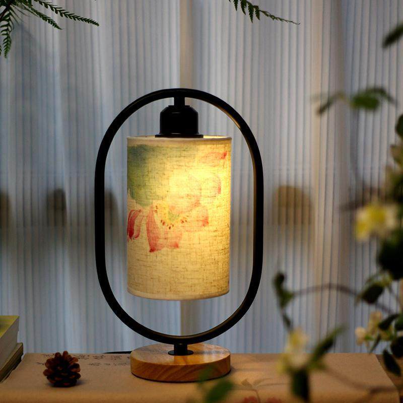 客厅茶室桌面小台灯新型中国禅宗荷花民族风格覆古装饰实木高端三