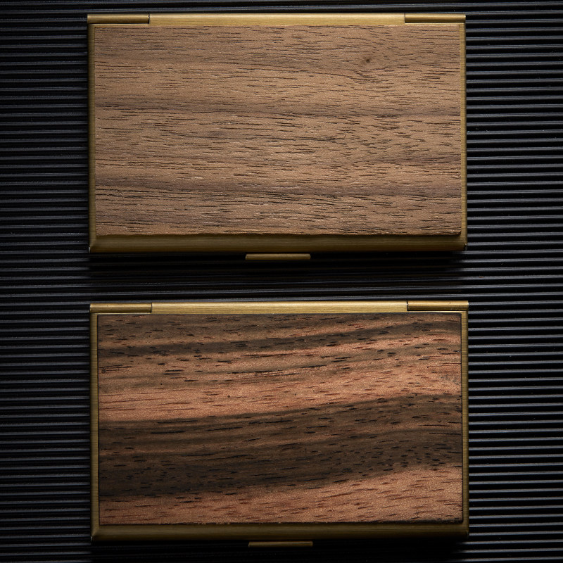 定制刻字创意木质名片盒不锈钢高档商务金属名片夹便携式男女卡包