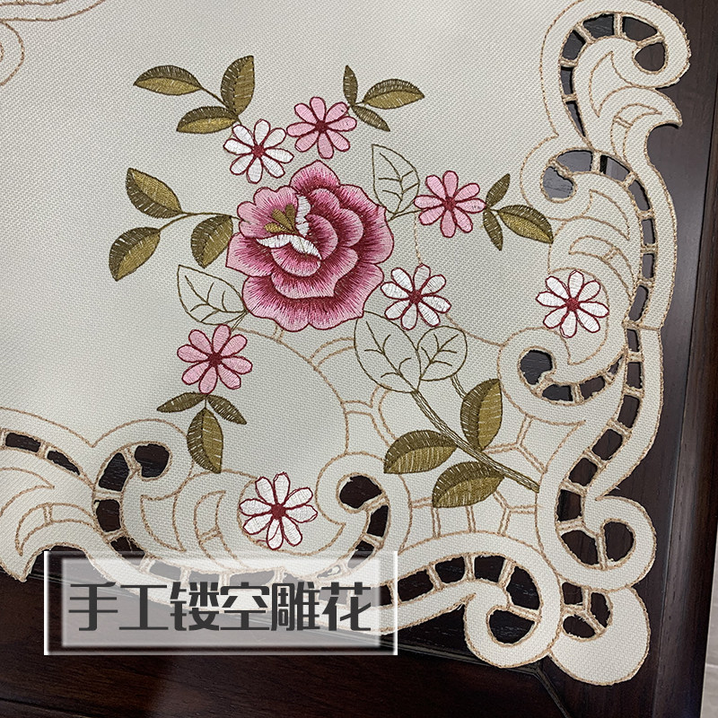 茶几桌布布艺欧式长方形台布客厅茶几垫正方形田园小清新桌垫白色