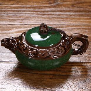 陶瓷茶壶冰裂浮雕龙纹茶具复古壶纯手工功夫过滤家用冲茶器单壶