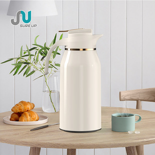 红胆玻璃不锈钢面真空保温壶 纯色保温瓶 高贵金属衬色咖啡壶