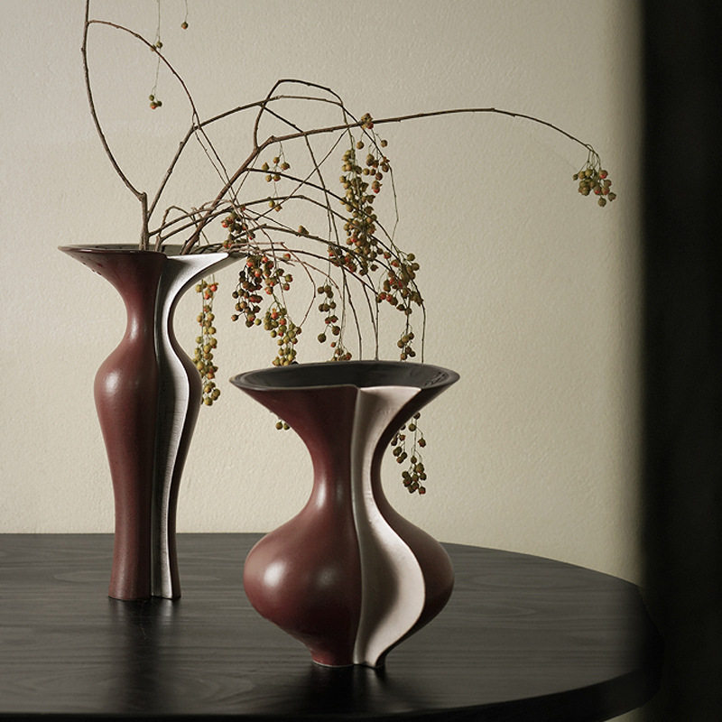 新中式轻奢红色系陶瓷花瓶样板间酒店餐厅软装玄关插花器客厅摆件,模玩/动漫/周边/娃圈三坑/桌游,文化/体育周边,淘宝优惠券,粉丝福利购,淘宝优惠卷