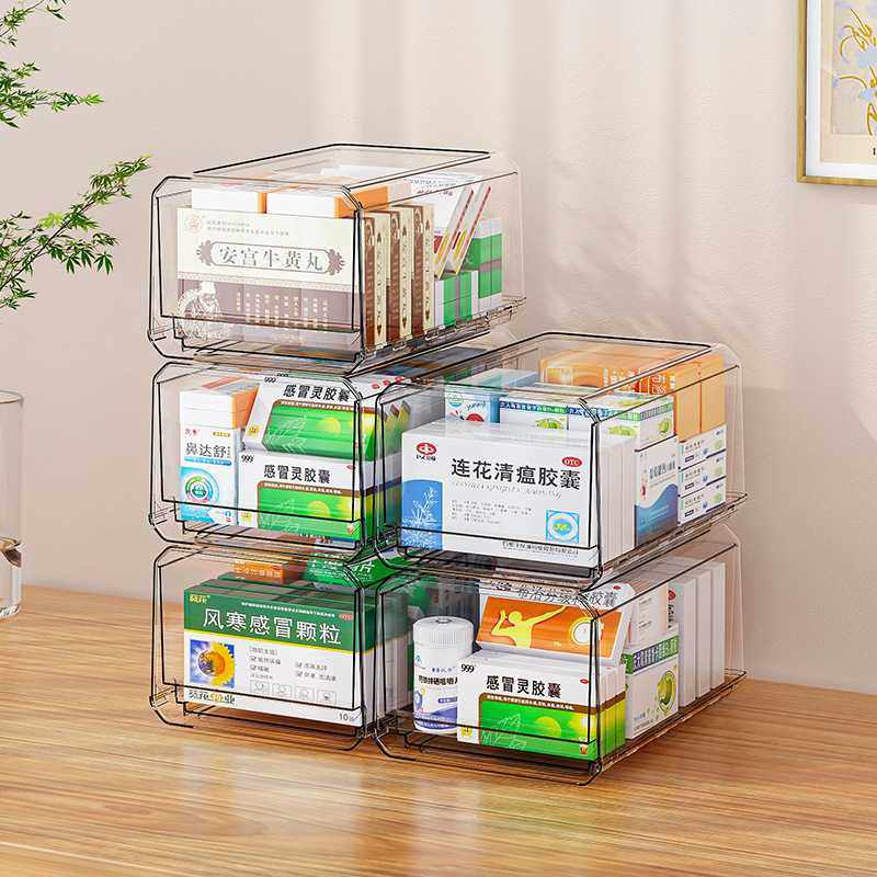 亚克力桌面抽屉式大容量透明可叠加防尘水收纳盒家庭装药箱整理盒,收纳整理,桌面收纳盒,淘宝优惠券,粉丝福利购,淘宝优惠卷