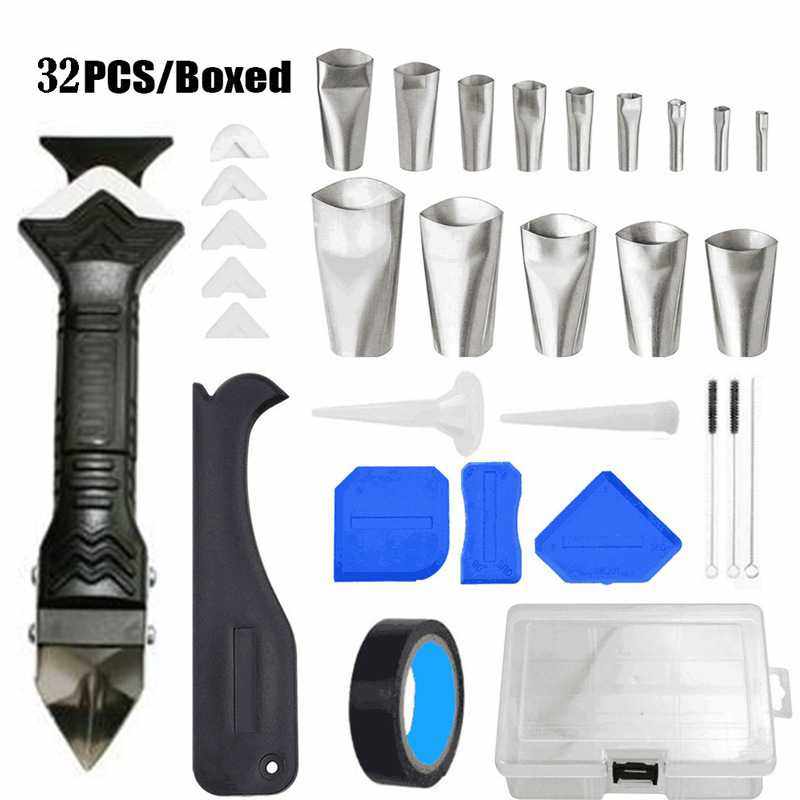 32件套三合一金属刮刀喷嘴涂抹抛光灌浆刮擦厨房浴室窗户盒装,基础建材,美缝工具,淘宝优惠券,粉丝福利购,淘宝优惠卷