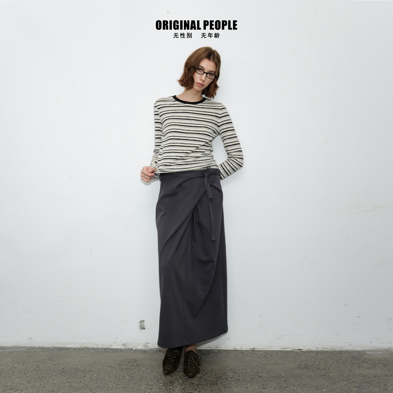 ORIGINALPEOPLE早秋灰色半裙女图片