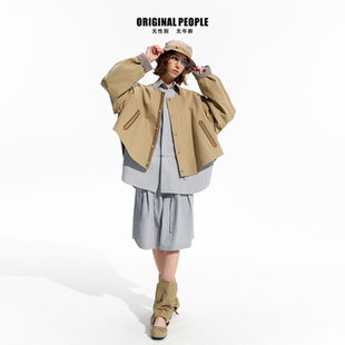 ORIGINAL PEOPLE女士无领廓形落肩设计感斗篷夹克早春漂亮外套