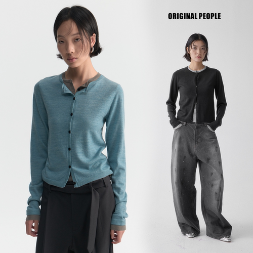 ORIGINAL PEOPLE秋季假两件扬子纱可机洗全羊毛针织开衫