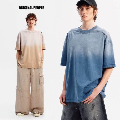ORIGINAL PEOPLE【O:P LINK系列】夏季中性废土风渐变水洗短袖T恤