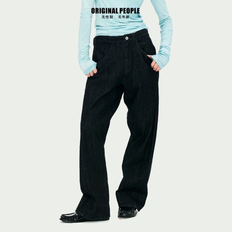 ORIGINAL PEOPLE中性潮流牛仔裤高级感男同款马蹄宽松休闲直筒裤